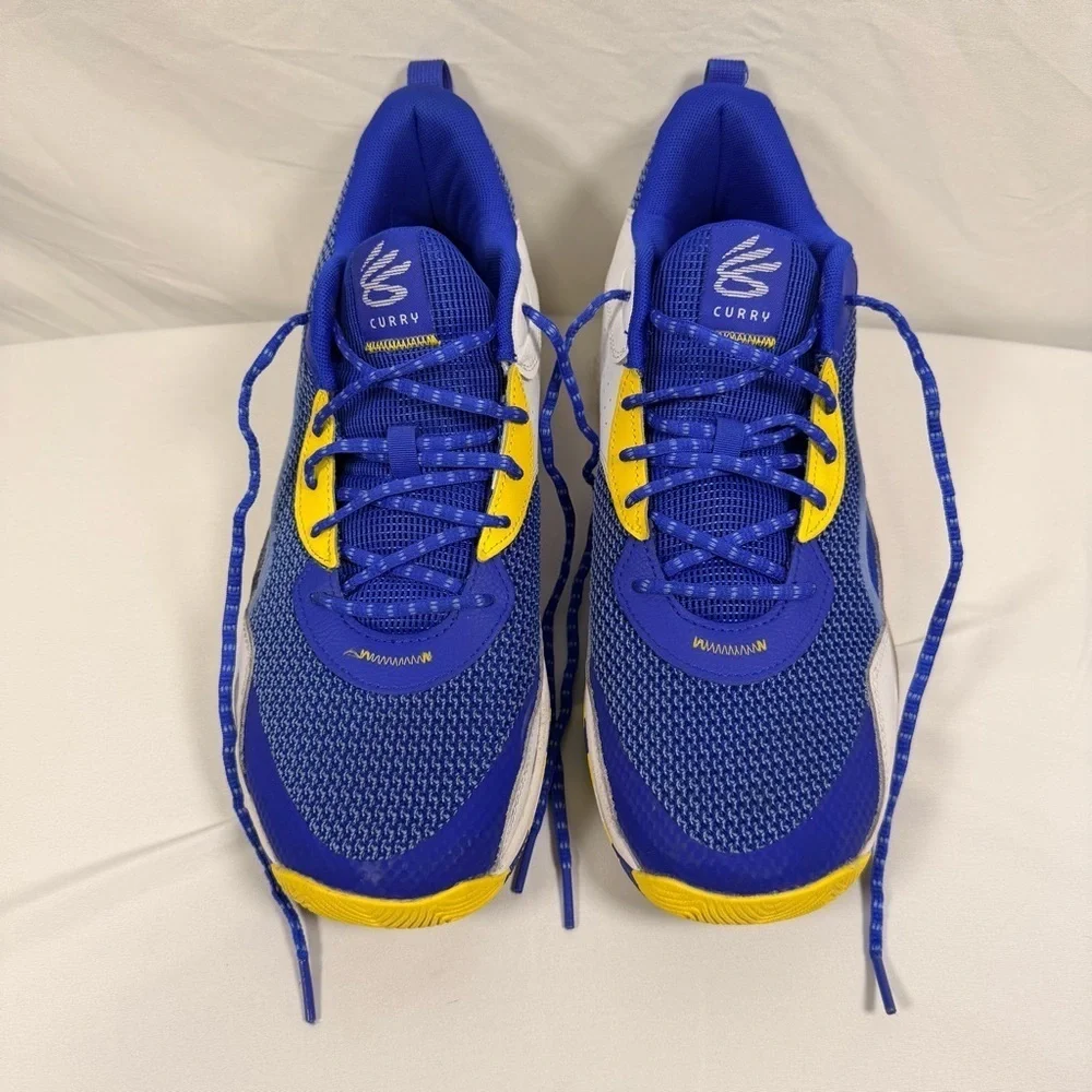 Under Armour Curry Men’s Basketball Athletic Shoe Size 11.5 Blue, Yellow & White